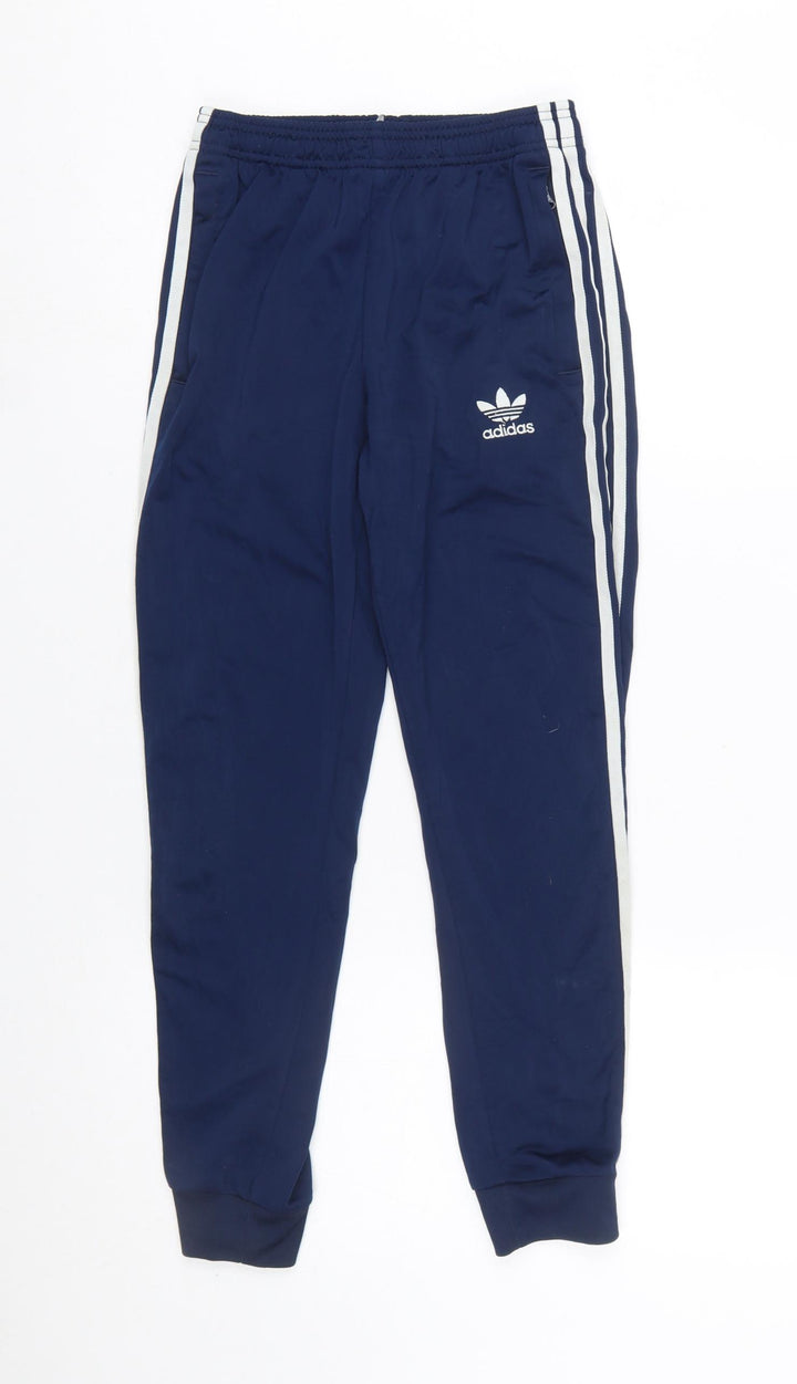 Adidas Boys Blue 11-12 Years Jogger Trousers with Side Stripes