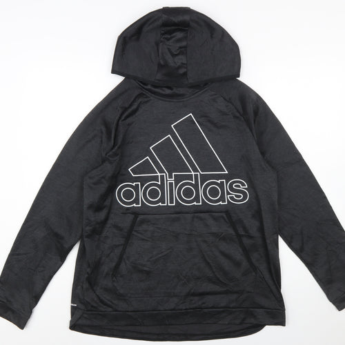 Adidas Women's Black Pullover Hoodie Size L 16-18 Polyester Athletic