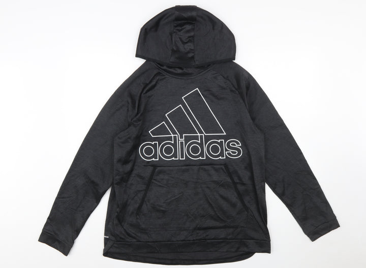 Adidas Women's Black Pullover Hoodie Size L 16-18 Polyester Athletic