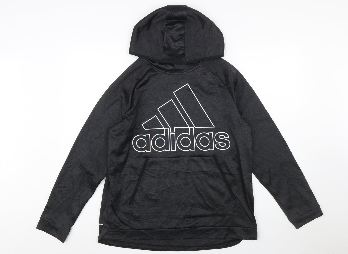 Adidas Women's Black Pullover Hoodie Size L 16-18 Polyester Athletic