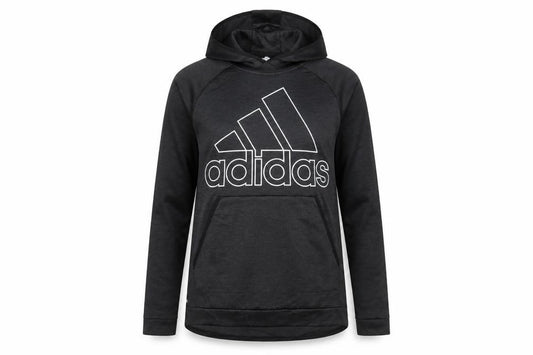 Front view of Adidas Women's Black Pullover Hoodie, size L, 16-18 Polyester Athletic