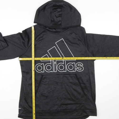 Adidas Women's Black Pullover Hoodie Size L 16-18 Polyester Athletic