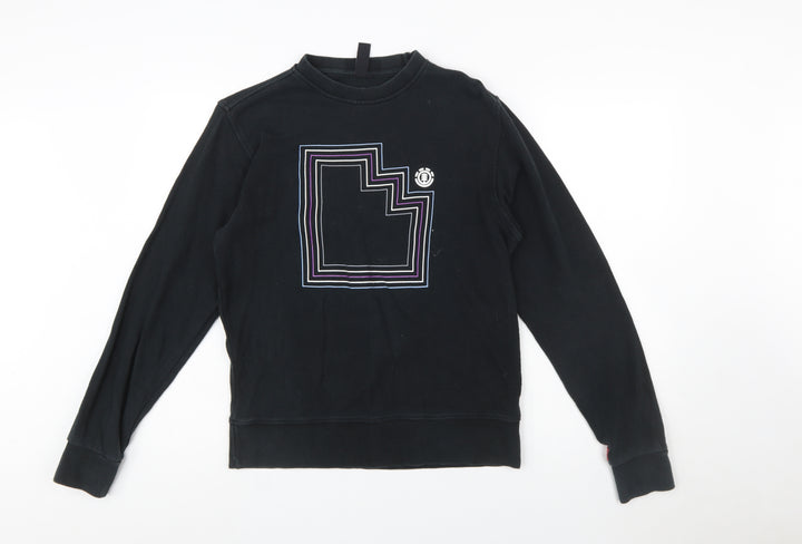 Element Men's Black Small Crew Neck Graphic Sweatshirt