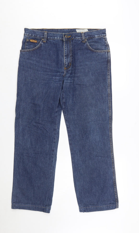 Wrangler Men’s Blue Bootcut Jeans W34 L32 Cotton Classic