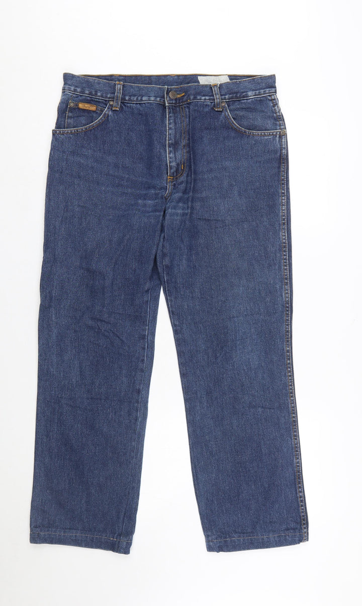 Wrangler Men’s Blue Bootcut Jeans W34 L32 Cotton Classic