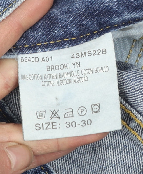 Lee Men's Blue Denim Straight Jeans 30x30 Regular Fit