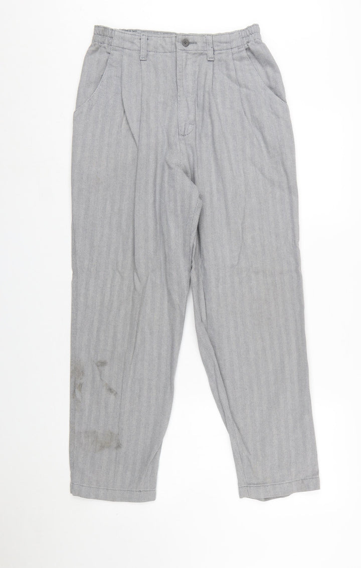 Lee Women's Grey Herringbone Cotton Chino Trousers Size 10 Petite