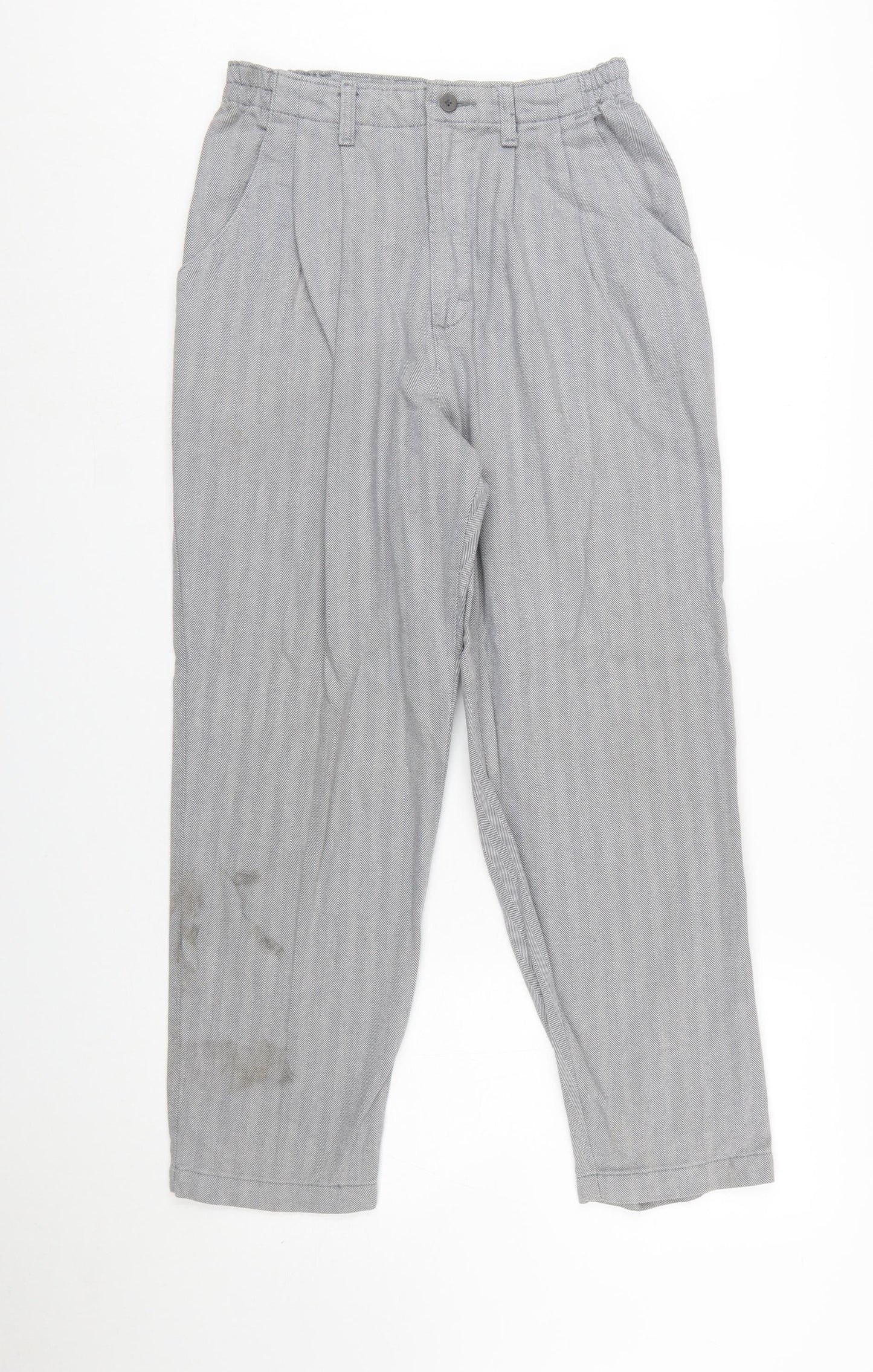 Lee Women's Grey Herringbone Cotton Chino Trousers Size 10 Petite