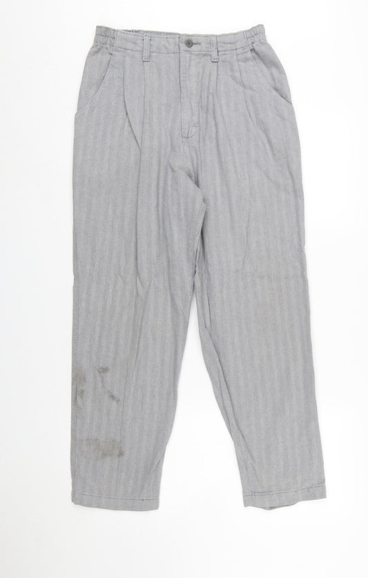 Lee Women's Grey Herringbone Cotton Chino Trousers Size 10 Petite