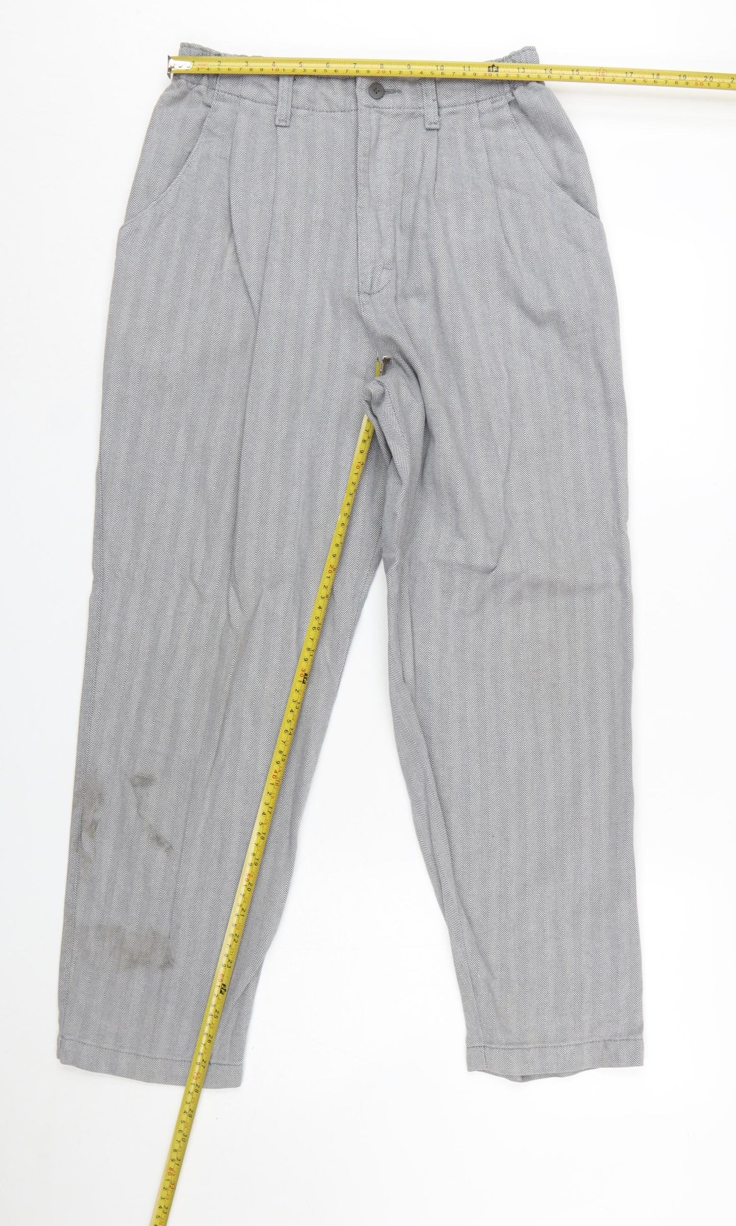 Lee Women's Grey Herringbone Cotton Chino Trousers Size 10 Petite