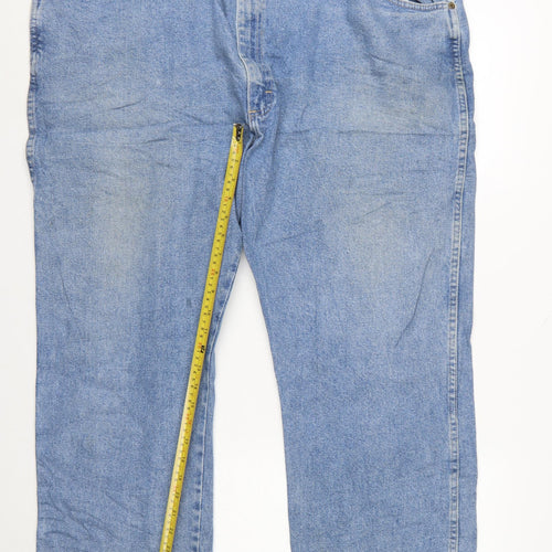Wrangler Men Blue Denim Regular Straight Jeans 46x30 Big & Tall
