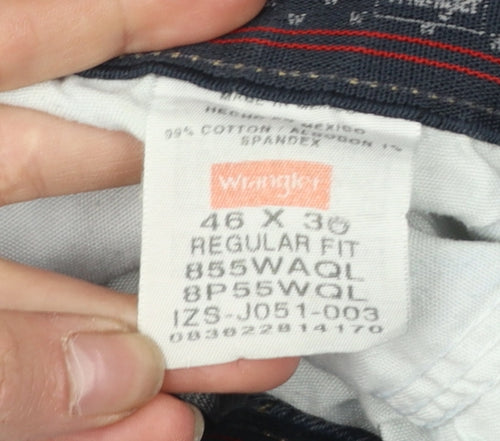 Wrangler Men Blue Denim Regular Straight Jeans 46x30 Big & Tall