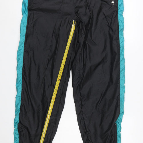 Hummel Men's Black Windbreaker Track Trousers Size L Retro 90s