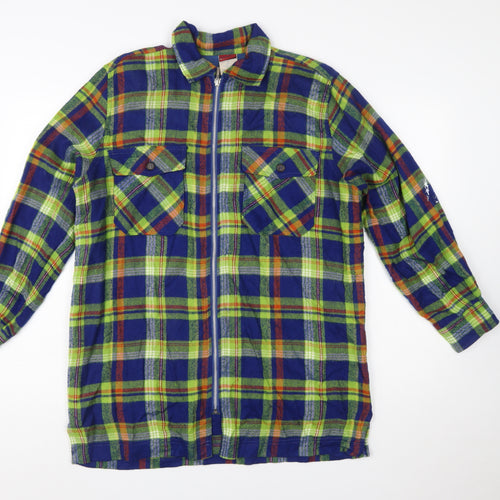 Palmetto's Men's Multicoloured Plaid Acrylic Flannel Zip Shirt S