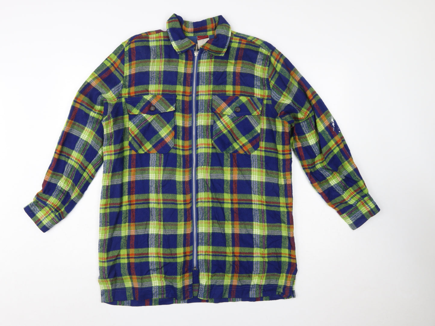Palmetto's Men's Multicoloured Plaid Acrylic Flannel Zip Shirt S