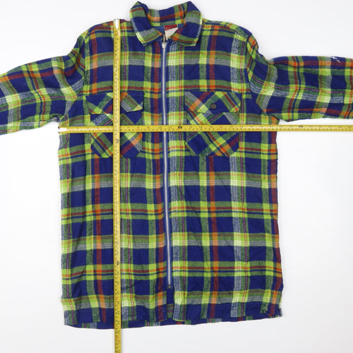 Palmetto's Men's Multicoloured Plaid Acrylic Flannel Zip Shirt S