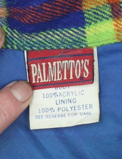 Palmetto's Men's Multicoloured Plaid Acrylic Flannel Zip Shirt S