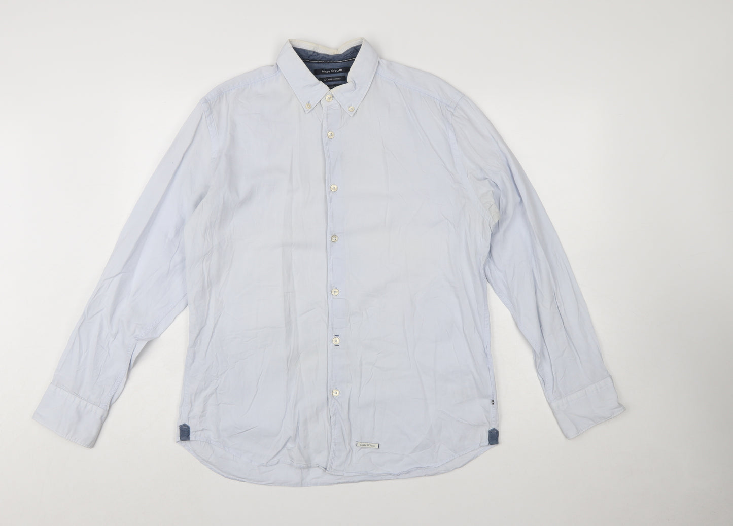 Marc O'Polo Men's Blue Regular Fit Cotton Button-Up Shirt L 41/42