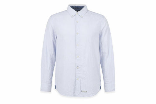 Front view of Marc O'Polo Men's Blue Regular Fit Cotton Button-Up Shirt L 41/42