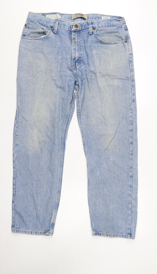 Wrangler Authentics Men's Blue 36x29 Straight Leg Denim Jeans