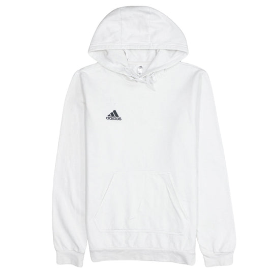 Adidas Men's White Pullover Hoodie Size S Sports Fleece Sweatshirt
