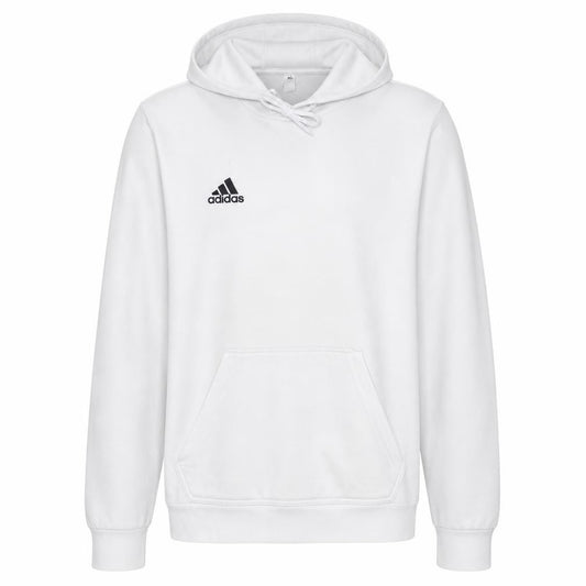 Front view of Adidas Men's White Pullover Hoodie, size S, Sports Fleece Sweatshirt