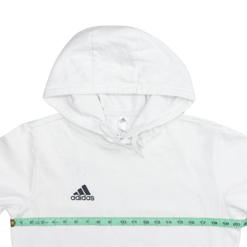 Adidas Men's White Pullover Hoodie Size S Sports Fleece Sweatshirt