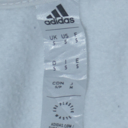Adidas Men's White Pullover Hoodie Size S Sports Fleece Sweatshirt