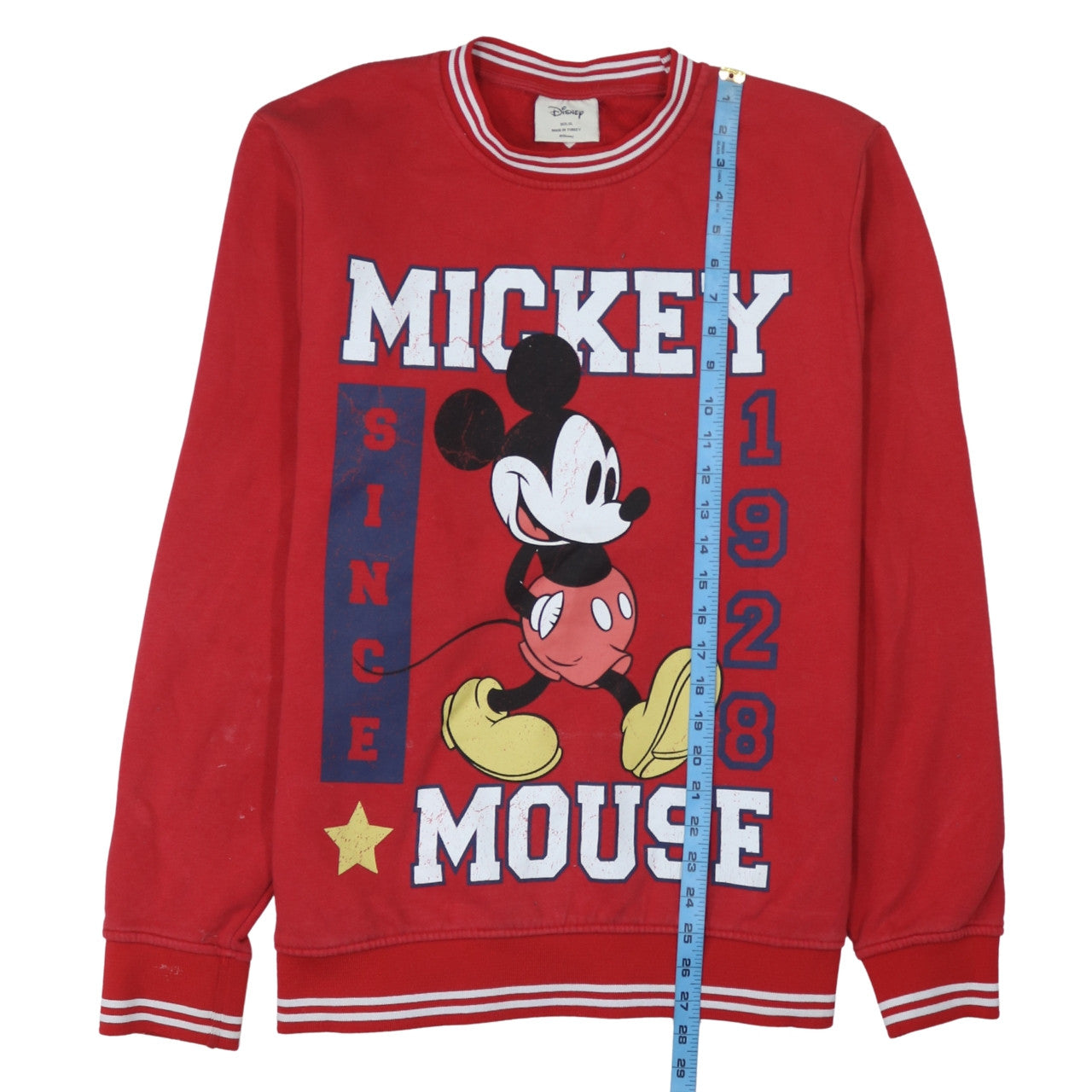 Primark Disney Men's Red Mickey Mouse Graphic Pullover Sweatshirt XL