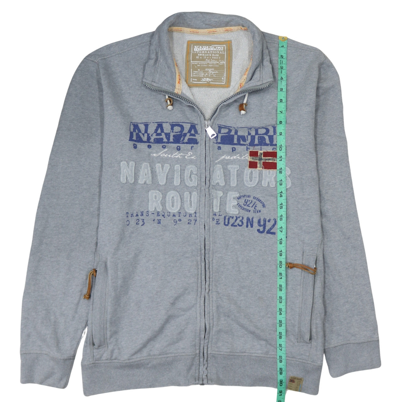 Napapijri Men's Grey Full Zip Sweatshirt XXL Graphic Outdoor Fleece