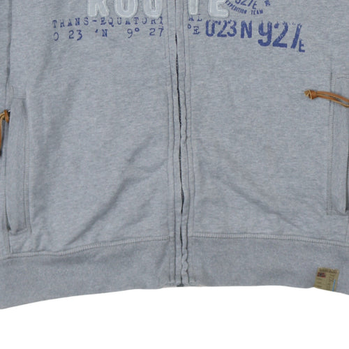 Napapijri Men's Grey Full Zip Sweatshirt XXL Graphic Outdoor Fleece