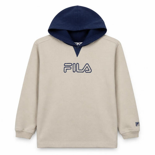 FILA Boys Beige Pullover Hoodie 11-12 Years Logo Fleece Sweatshirt