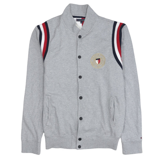Tommy Hilfiger Men's Grey XL Varsity Jacket with Logo Detail