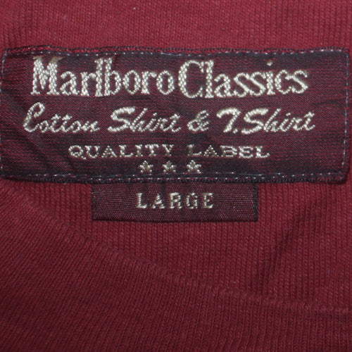 Marlboro Classics Women Red Long Sleeve Cotton T-Shirt Size L