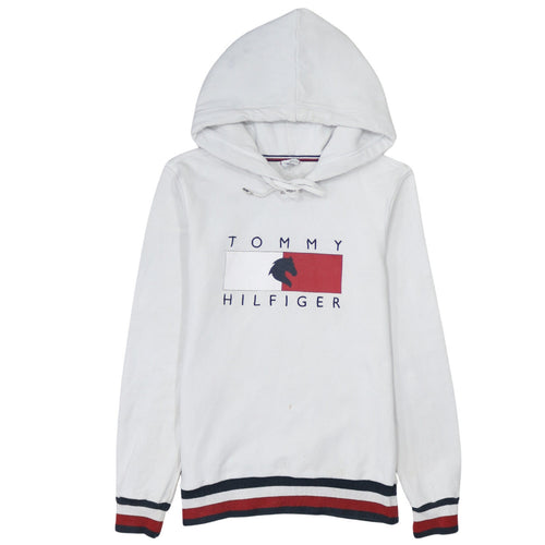 Tommy Hilfiger Womens White XXS Pullover Hoodie with Logo Design