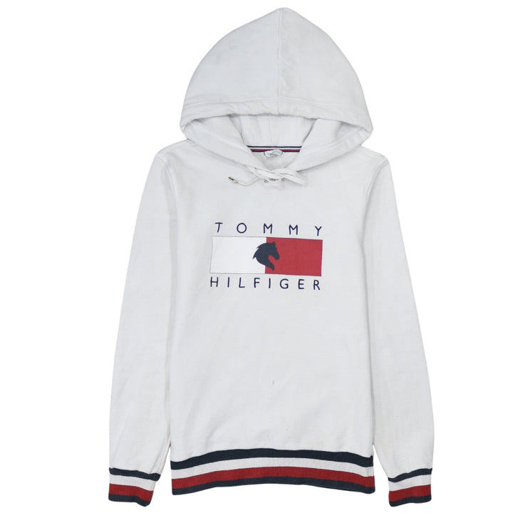 Tommy Hilfiger Womens White XXS Pullover Hoodie with Logo Design