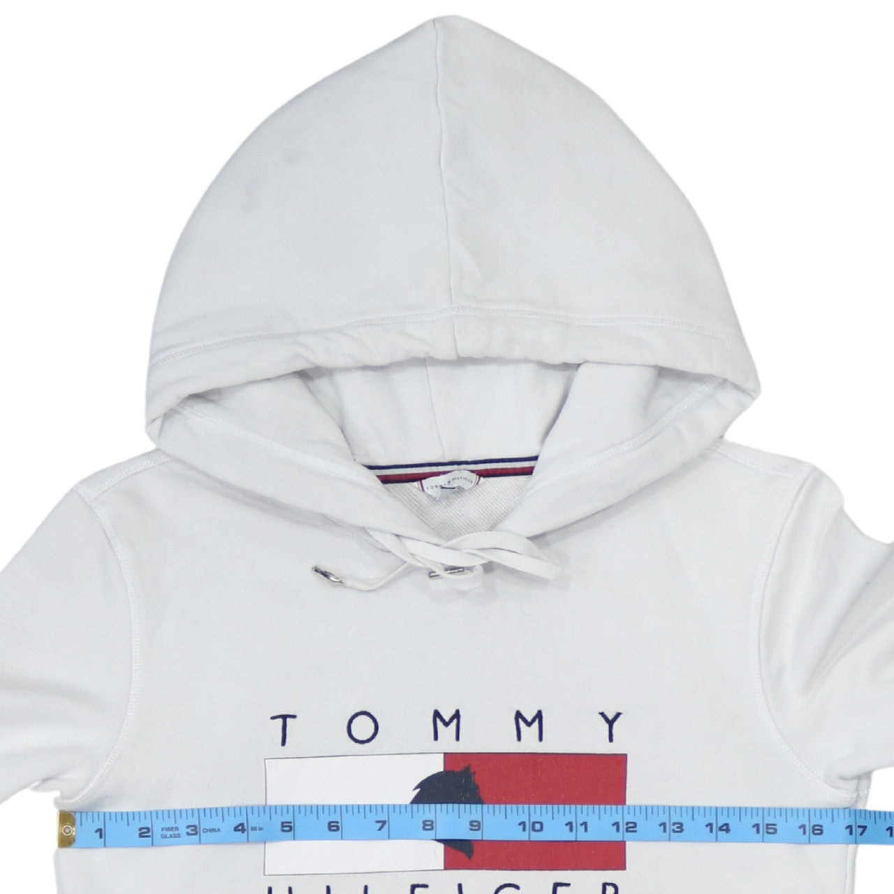 Tommy Hilfiger Womens White XXS Pullover Hoodie with Logo Design