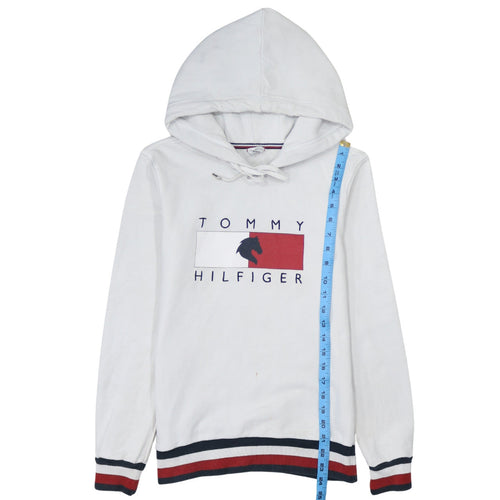 Tommy Hilfiger Womens White XXS Pullover Hoodie with Logo Design