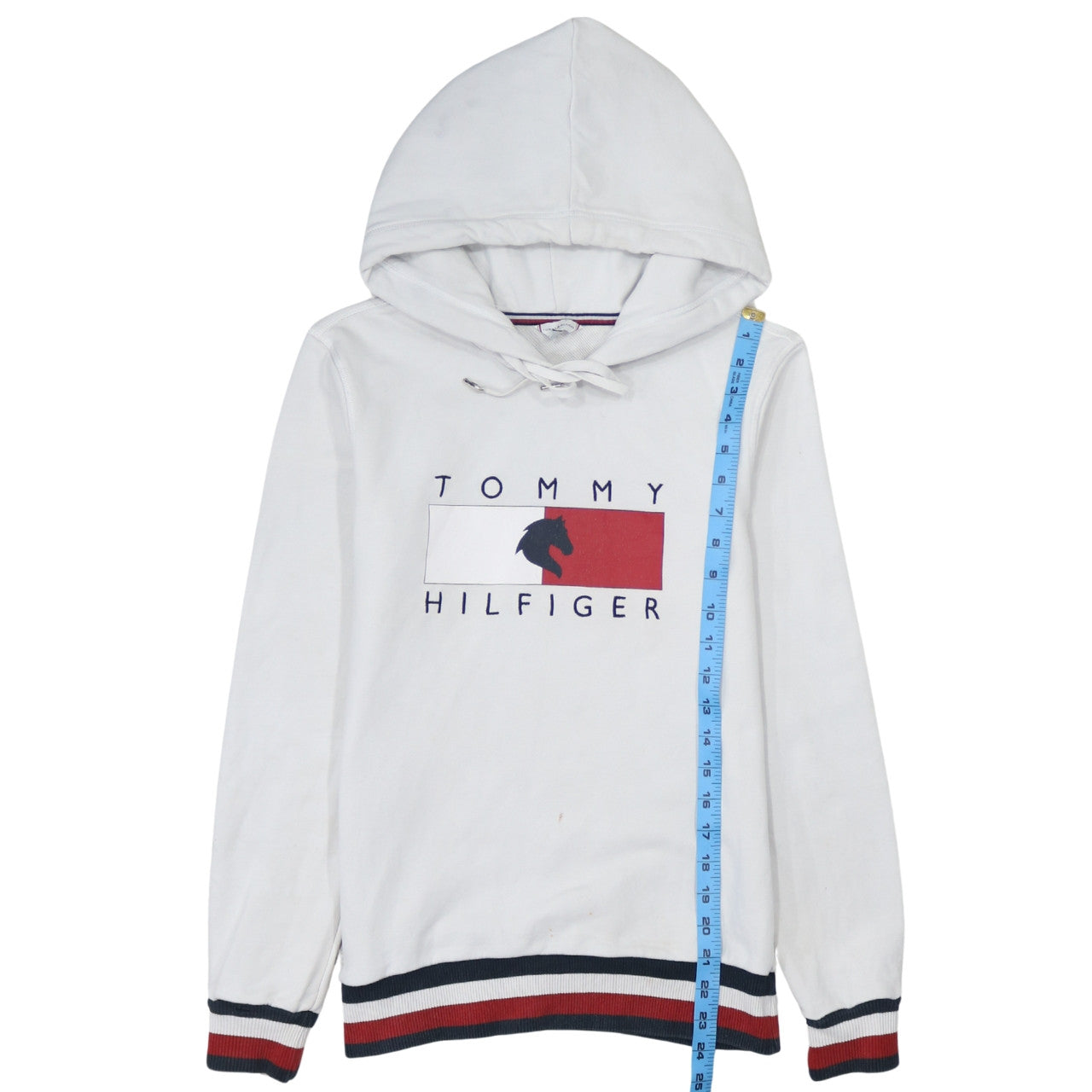 Tommy Hilfiger Womens White XXS Pullover Hoodie with Logo Design