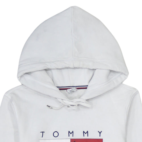 Tommy Hilfiger Womens White XXS Pullover Hoodie with Logo Design