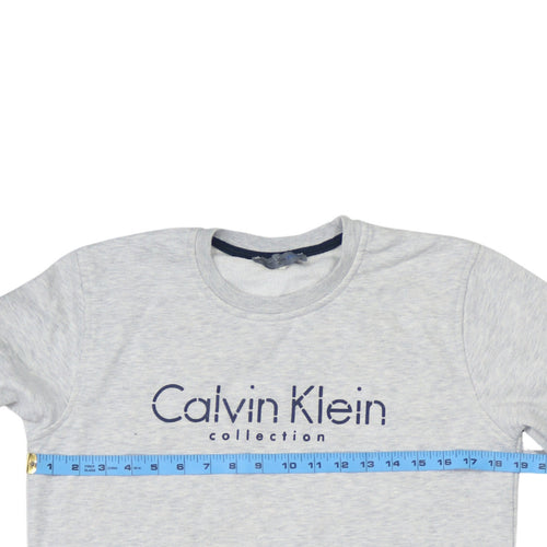 Calvin Klein Men Grey Cotton Logo Pullover Sweatshirt Size S