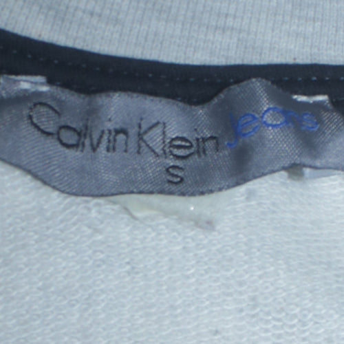 Calvin Klein Men Grey Cotton Logo Pullover Sweatshirt Size S