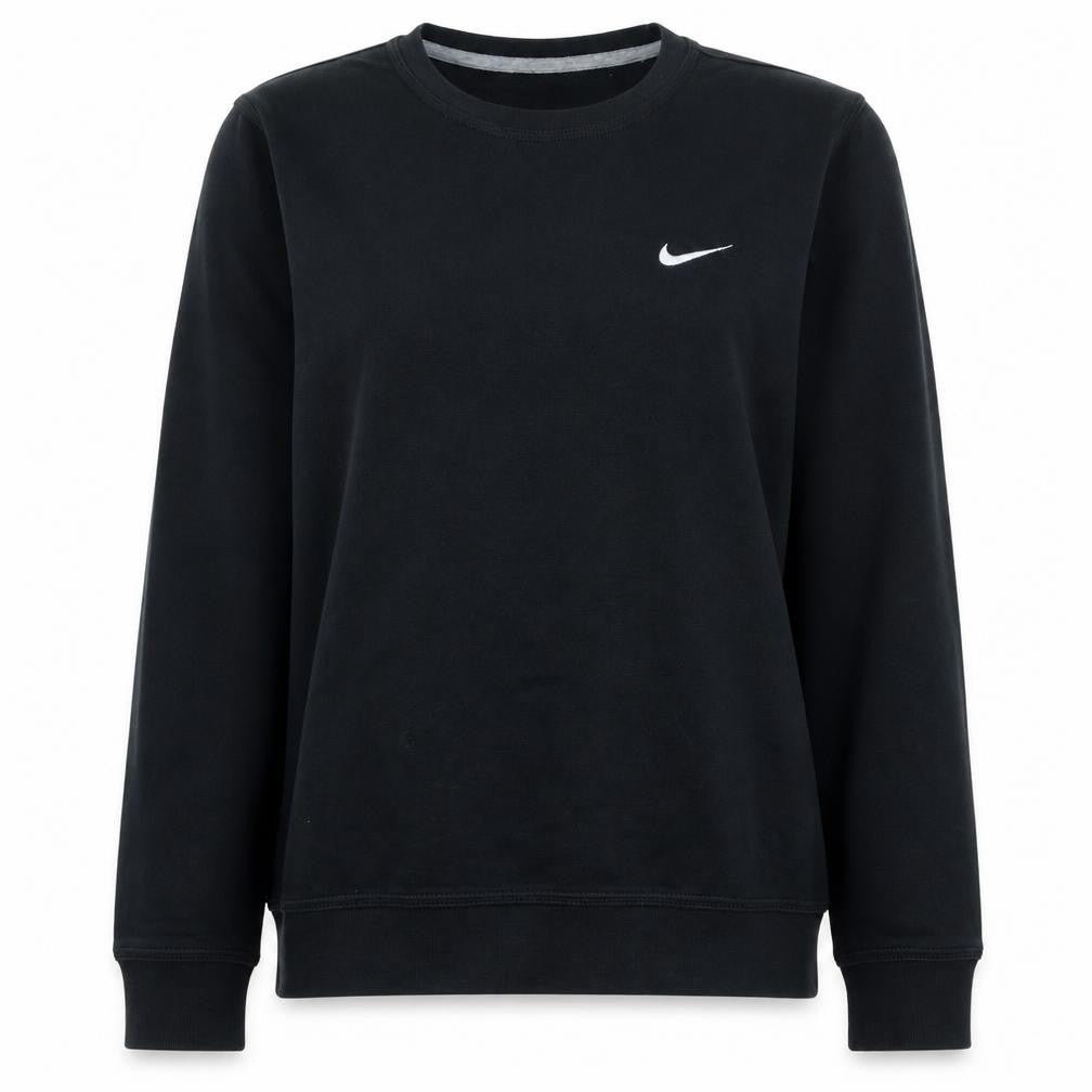 Front view of Nike women’s black large pullover sweatshirt cotton blend logo