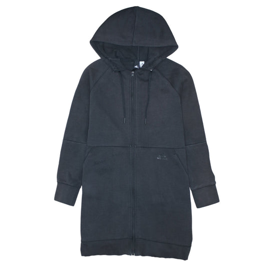 Adidas Women Black XS Full Zip Hooded Longline Sweatshirt Dress