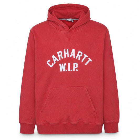 Front view of Carhartt WIP Men's Red 2XL Pullover Hoodie Fleece Sweatshirt