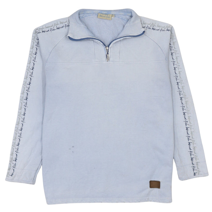 Weird Fish Women Light Blue 1/4 Zip Sweatshirt M