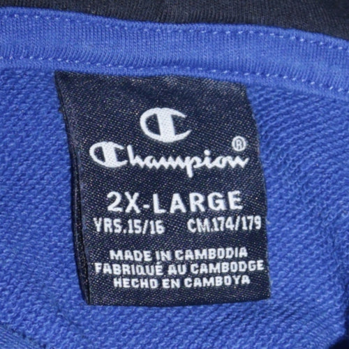 Champion Boys Blue Pullover Hoodie 15-16 Years Logo Fleece Sweatshirt