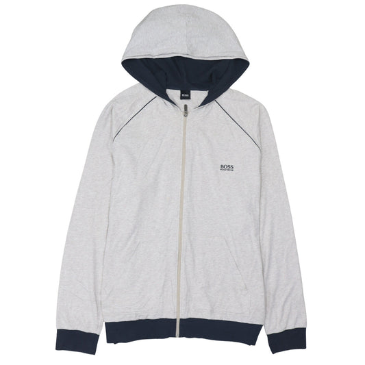 Hugo Boss Men's Grey Full Zip Hoodie 2XL Lightweight Jersey