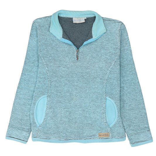 Weird Fish Women Blue 1/4 Zip Pullover Sweatshirt Size M Cotton Blend