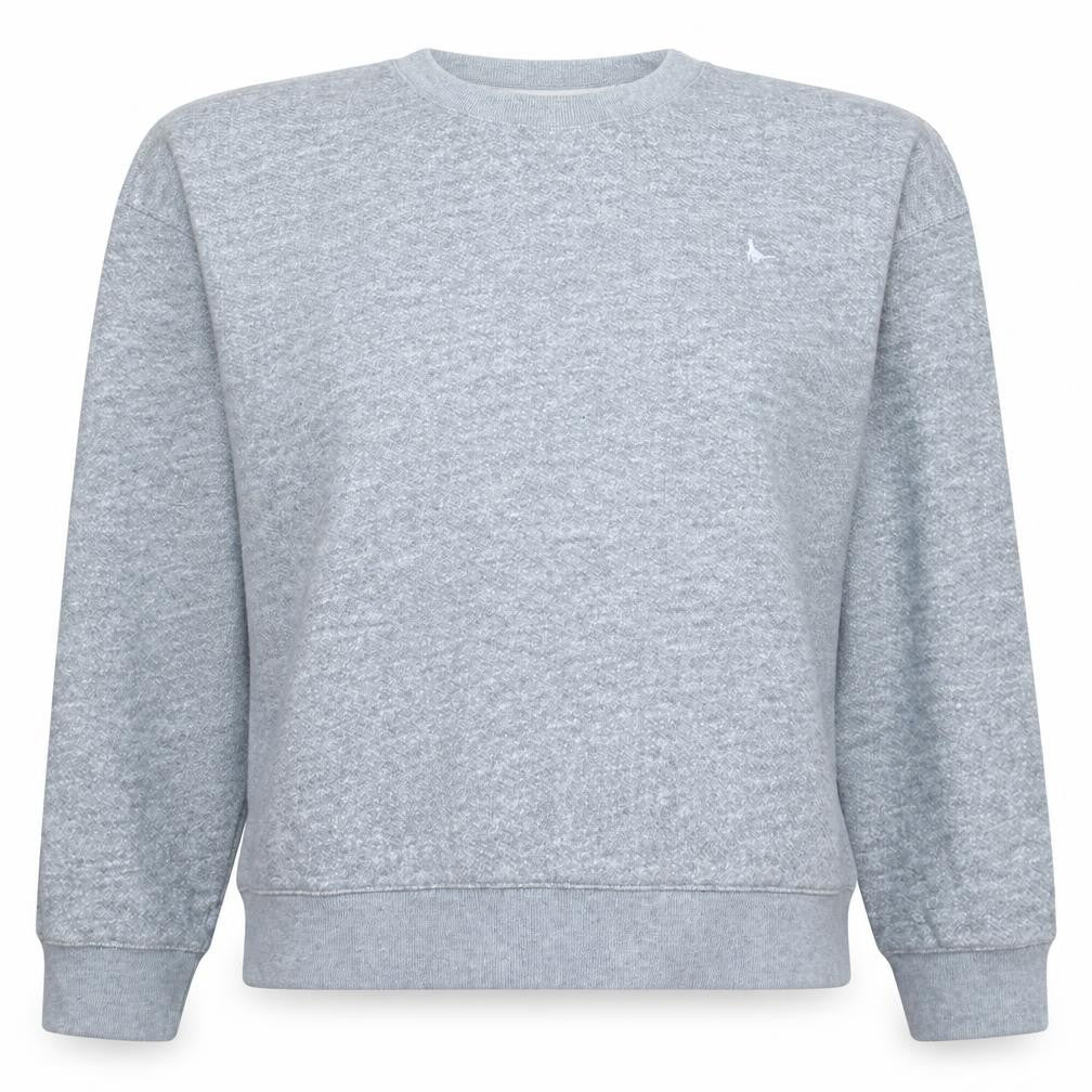Front view of Jack Wills women’s grey crew neck pullover sweatshirt uk 12
